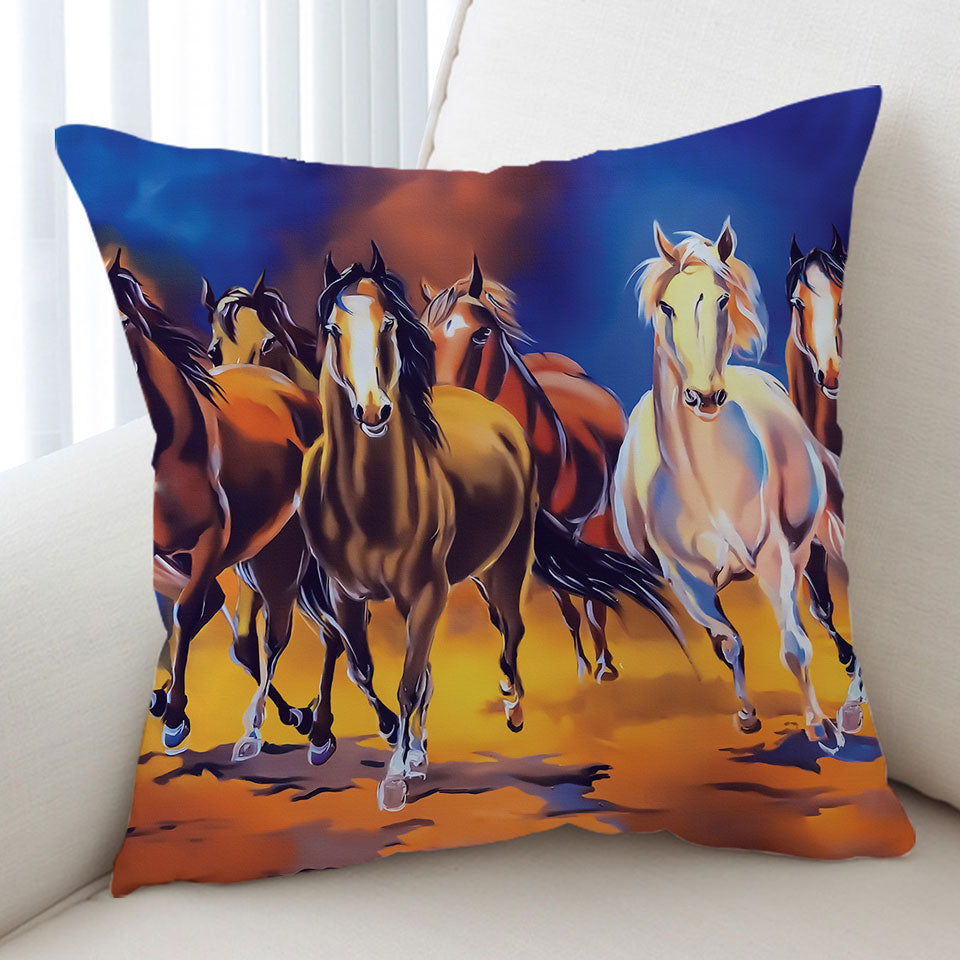 Running Horses Throw Pillow
