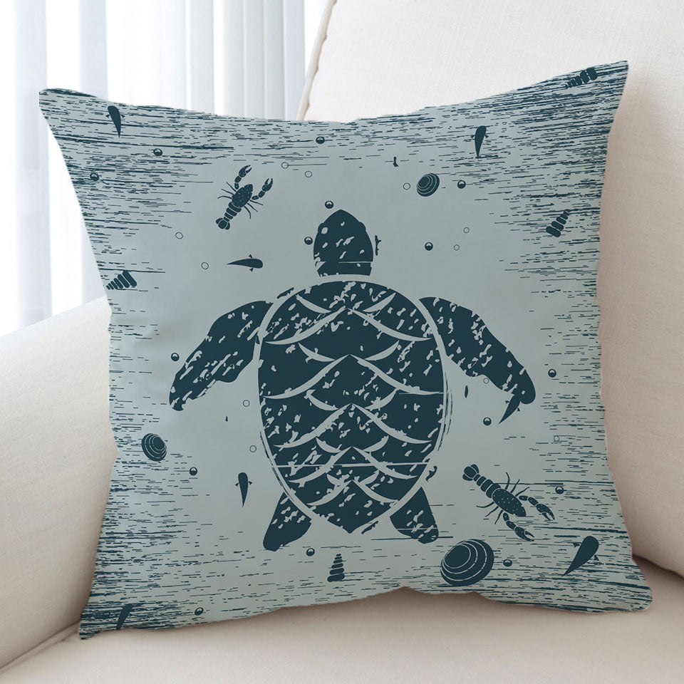 Rustic Blue Lobster and Turtle Cushion Covers