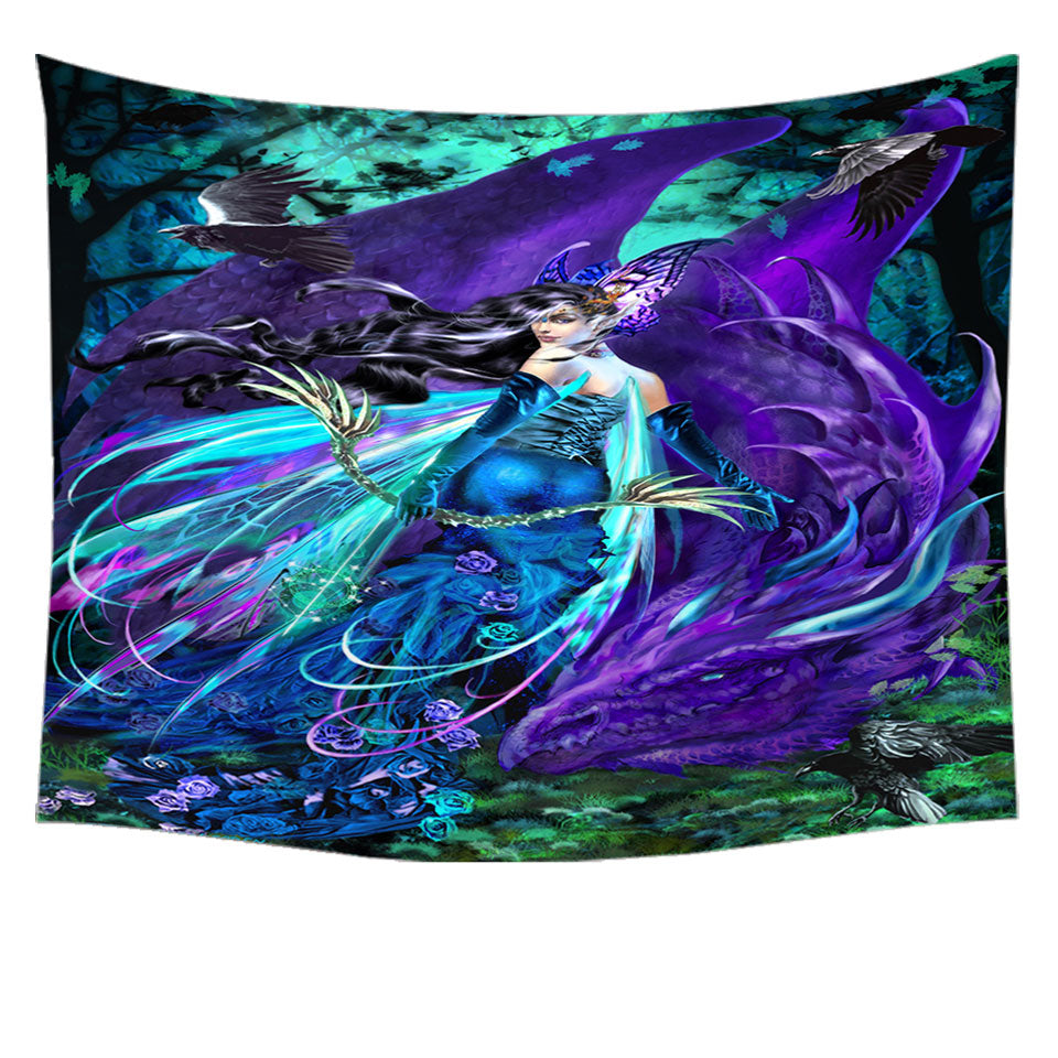 Sagittarius Dragon and Beautiful Woman Fairy Wall Decor