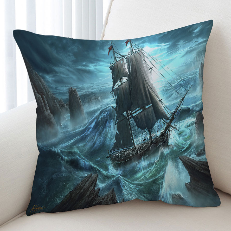 Sailing Ship Decorative Cushions in the Dangerous Seas