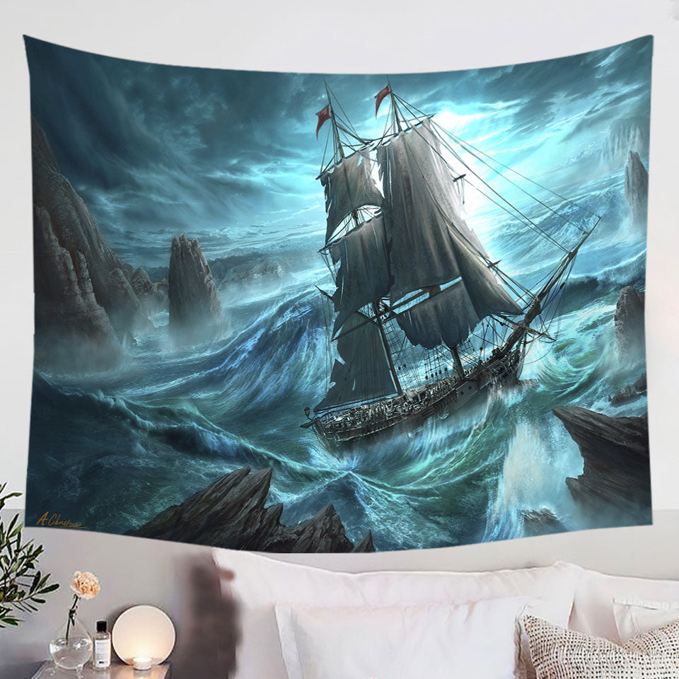 Sailing-Ship-Tapestry-in-the-Dangerous-Seas