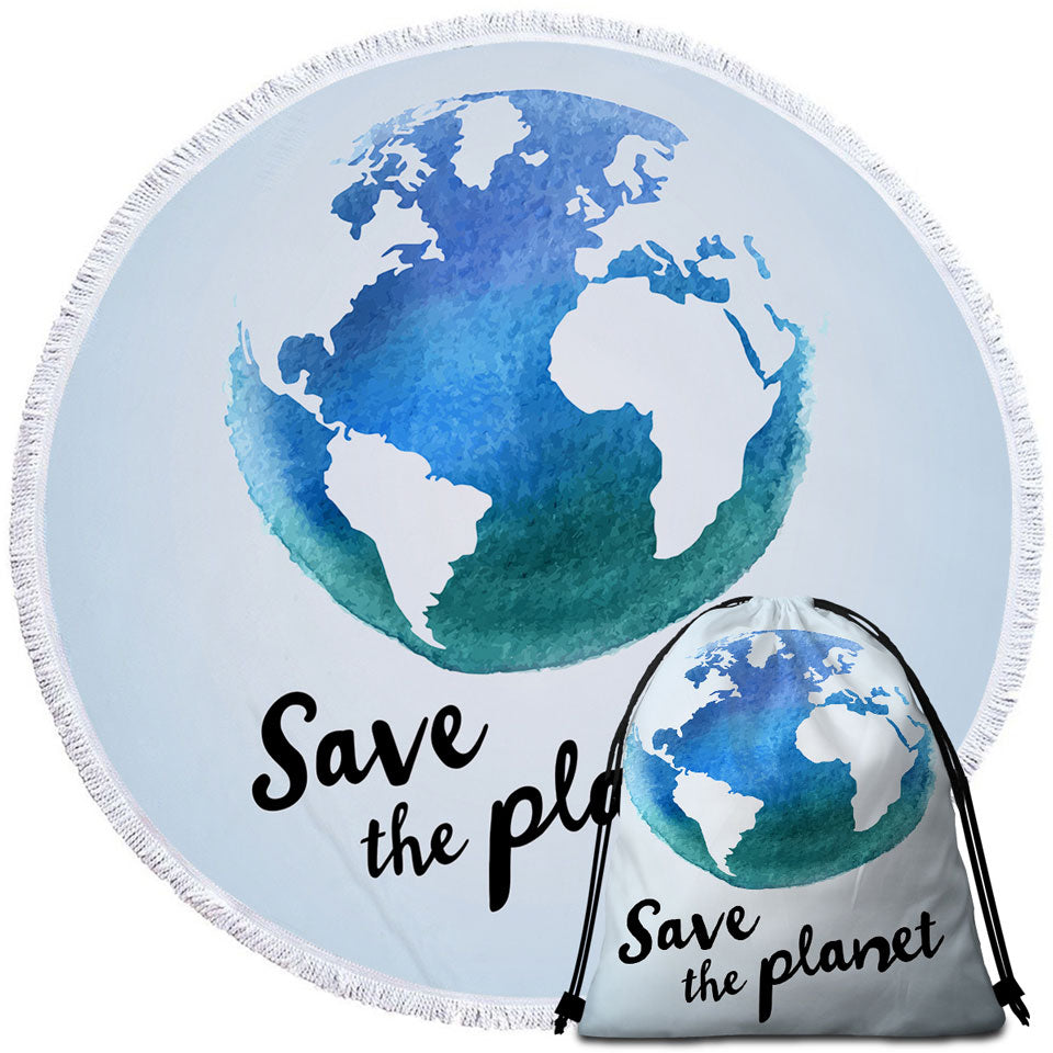 Save the Planet Round Beach Towel