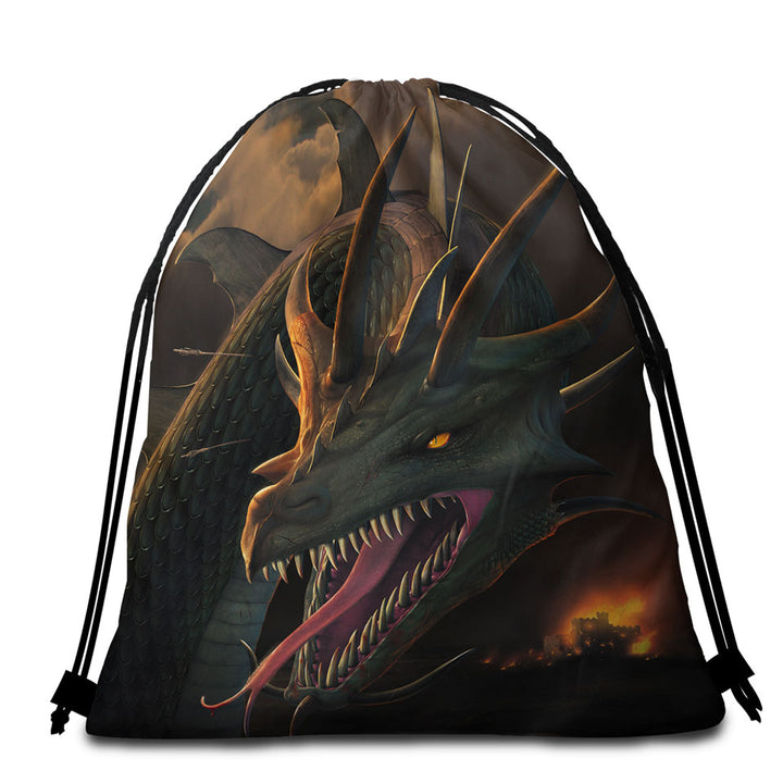 Scary Beach Bags for Towel Fantasy Art the Annihilation Dragon