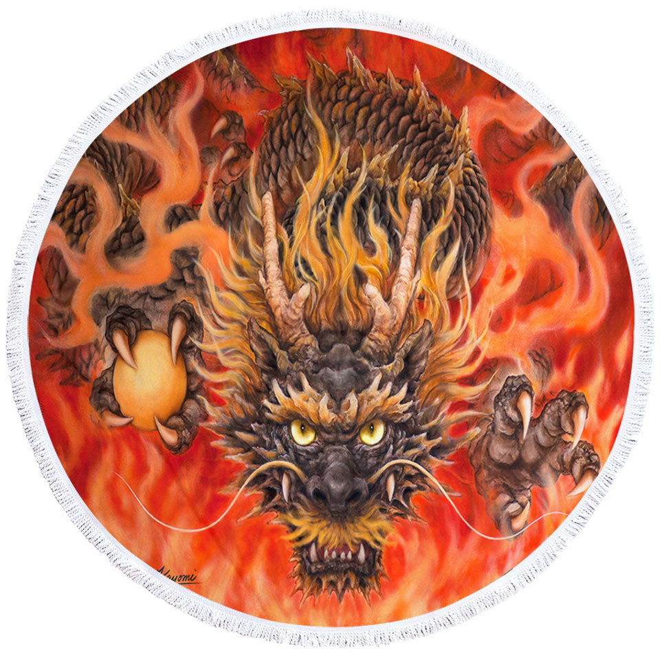 Scary Beach Towels Cool Fantasy Art Fire Dragon