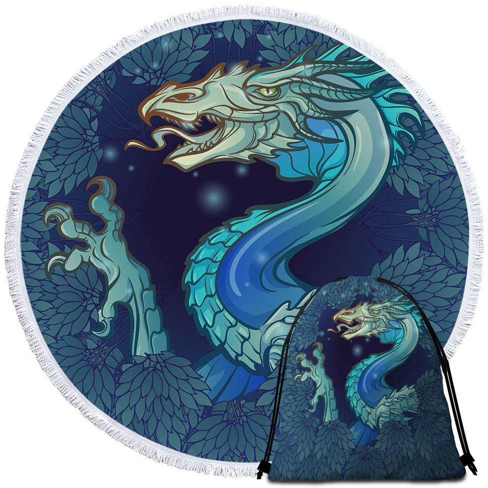 Scary Blue Dragon Beach Towels and Bags Set