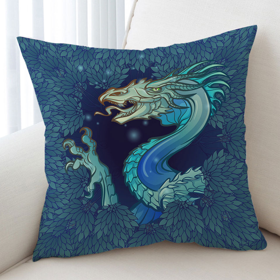 Scary Blue Dragon Cushion Cover