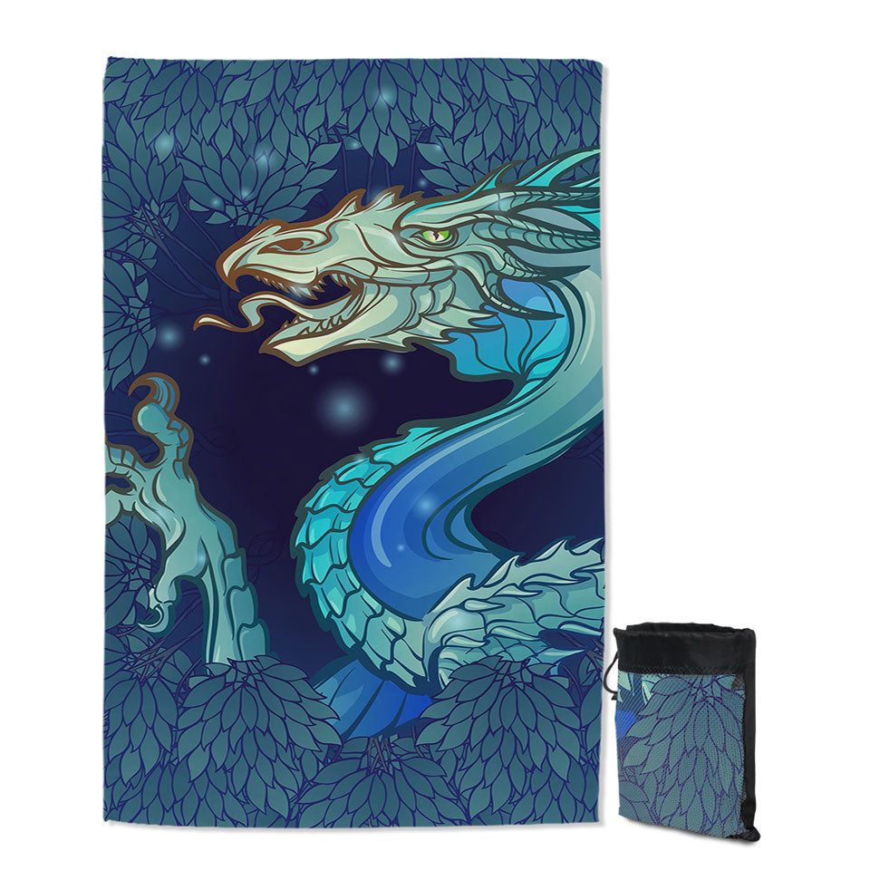 Scary Blue Dragon Lightweight Beach Towel