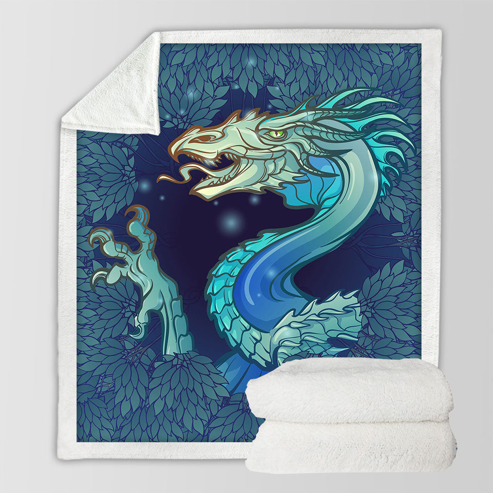 Scary Blue Dragon Throw Blanket