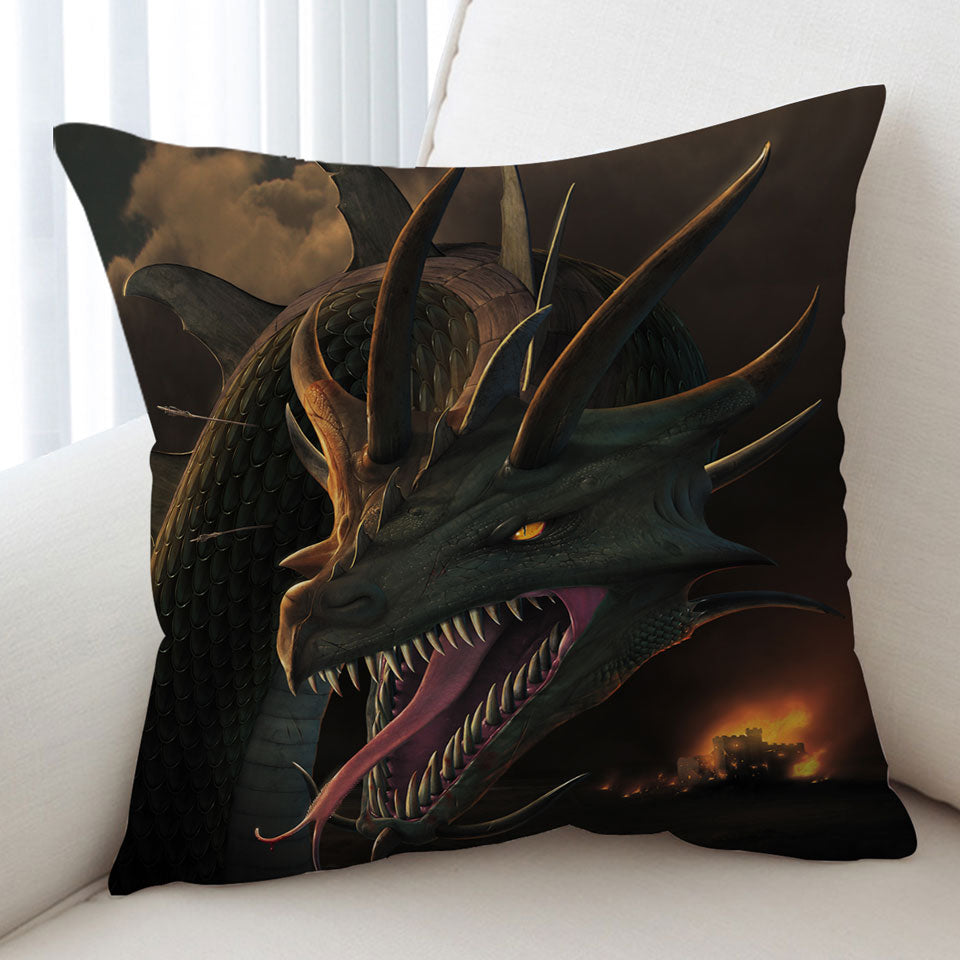 Scary Cushion Cover Fantasy Art the Annihilation Dragon