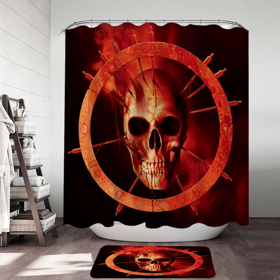 Scary Dark Art Blood Ring Skull Shower Curtain
