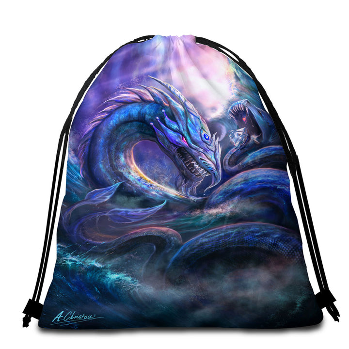 Scary Dragon Beach Towel Bags Monster of the Ocean