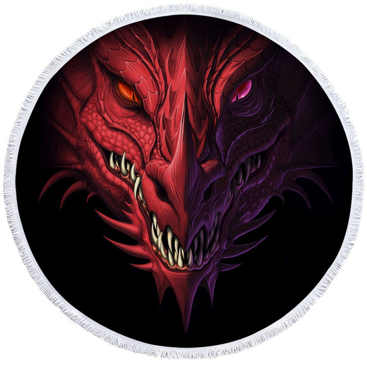 Scary Dragon Cool Round Beach Towels
