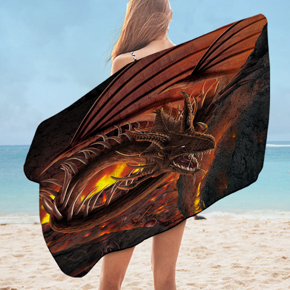Scary Dragon Hellfire Dragon Microfiber Beach Towel
