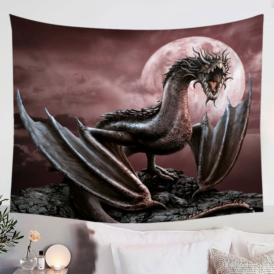 Scary-Fantasy-Art-Darius-Moon-Dragon-Wall-Decor-Tapestry
