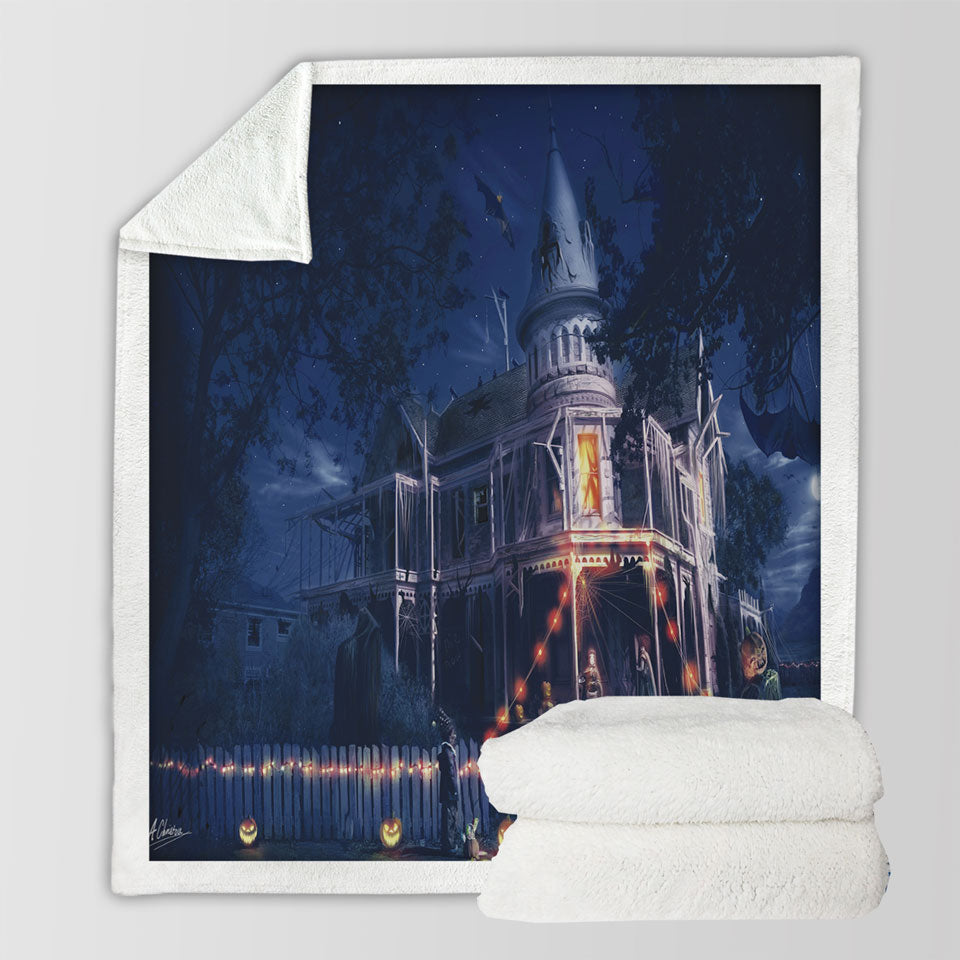 products/Scary-Haunted-House-Halloween-Decorative-Throws
