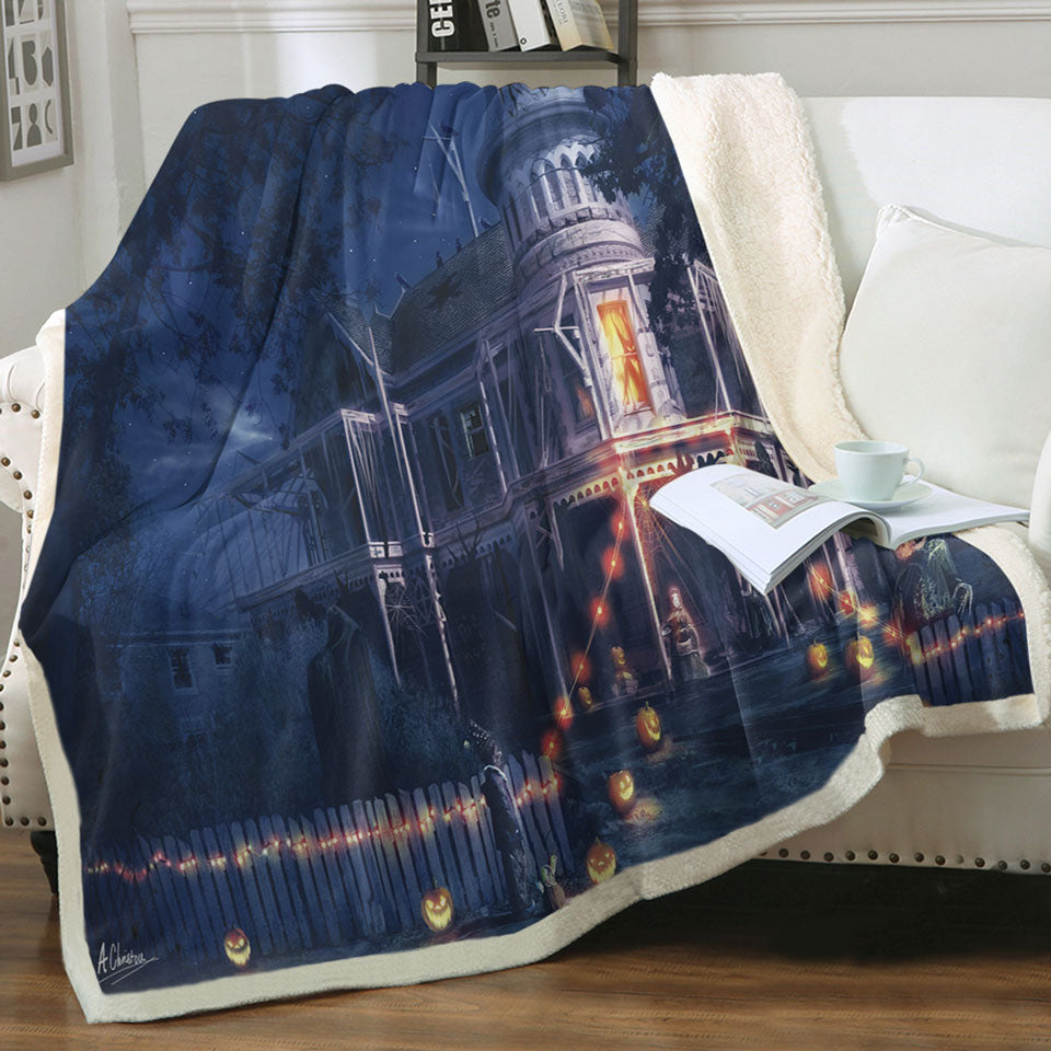 products/Scary-Haunted-House-Halloween-Sofa-Blankets