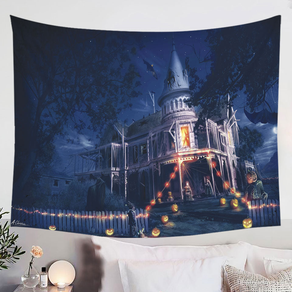 Scary-Haunted-House-Halloween-Wall-Decor-Tapestry
