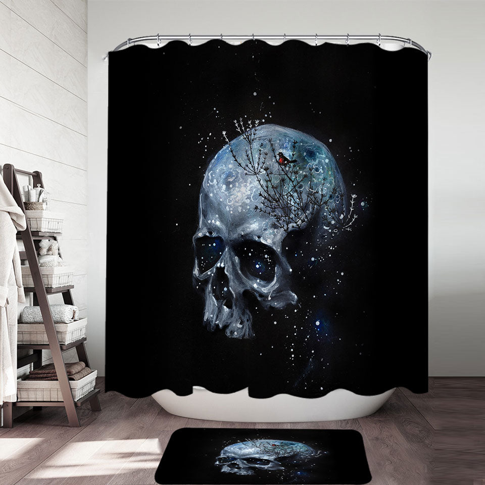 Scary Human Skull Shower Curtain