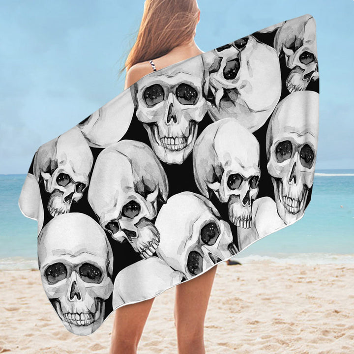 Scary Human Skulls Guys Beach Towels