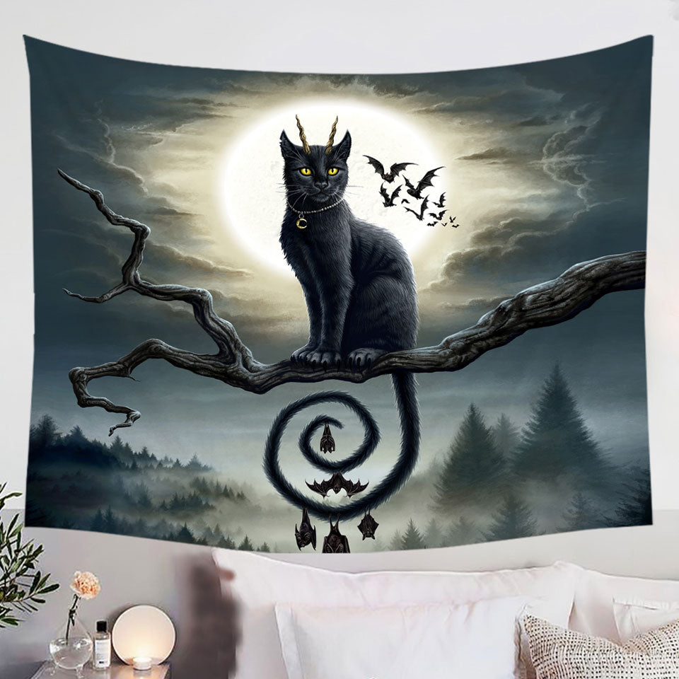 Scary-Night-Art-Moonlight-Companions-Bats-and-Cat-Tapestry