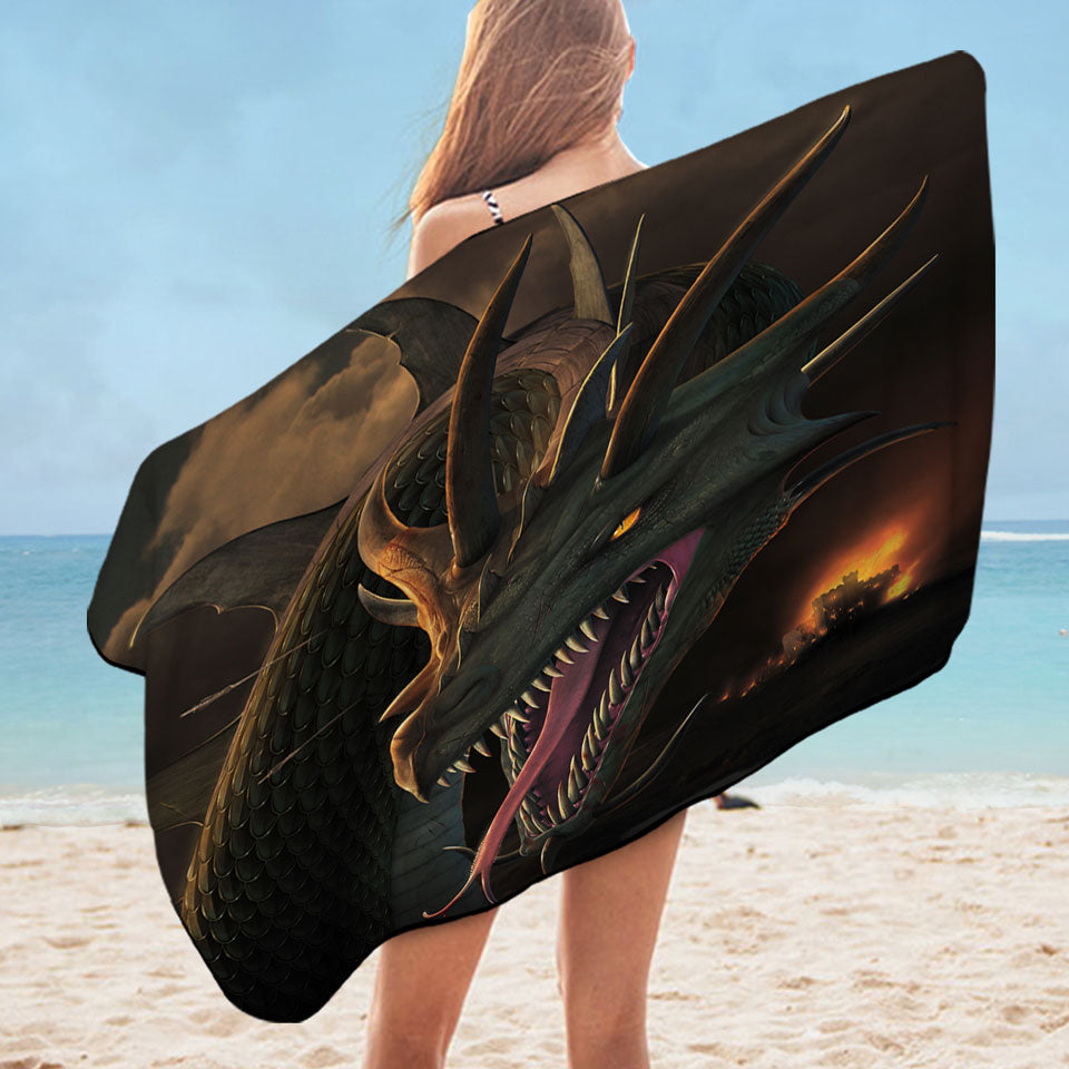 Scary Pool Towels Fantasy Art the Annihilation Dragon