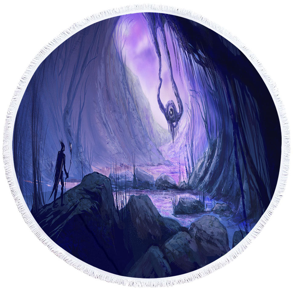 Scary Round Towel Art the Nightmare Marsh