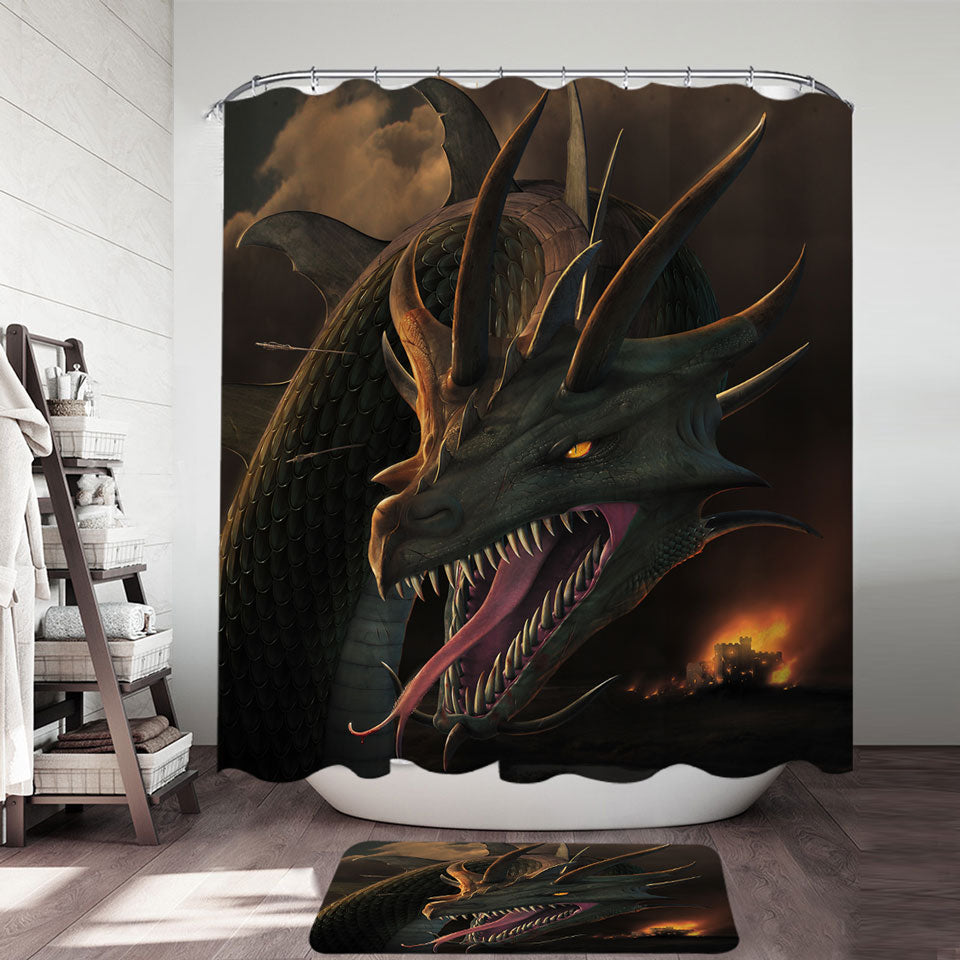 Scary Shower Curtain Fantasy Art the Annihilation Dragon