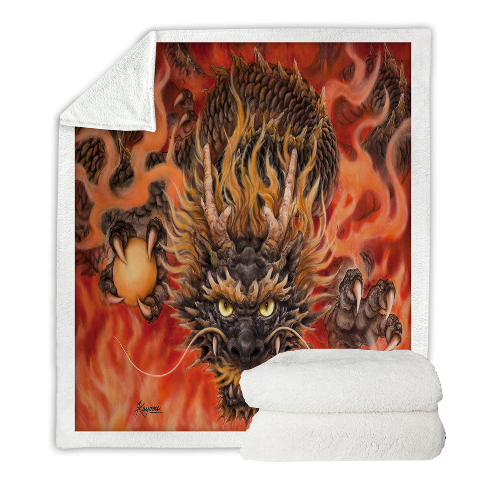 Scary Throw Blanket Cool Fantasy Art Fire Dragon