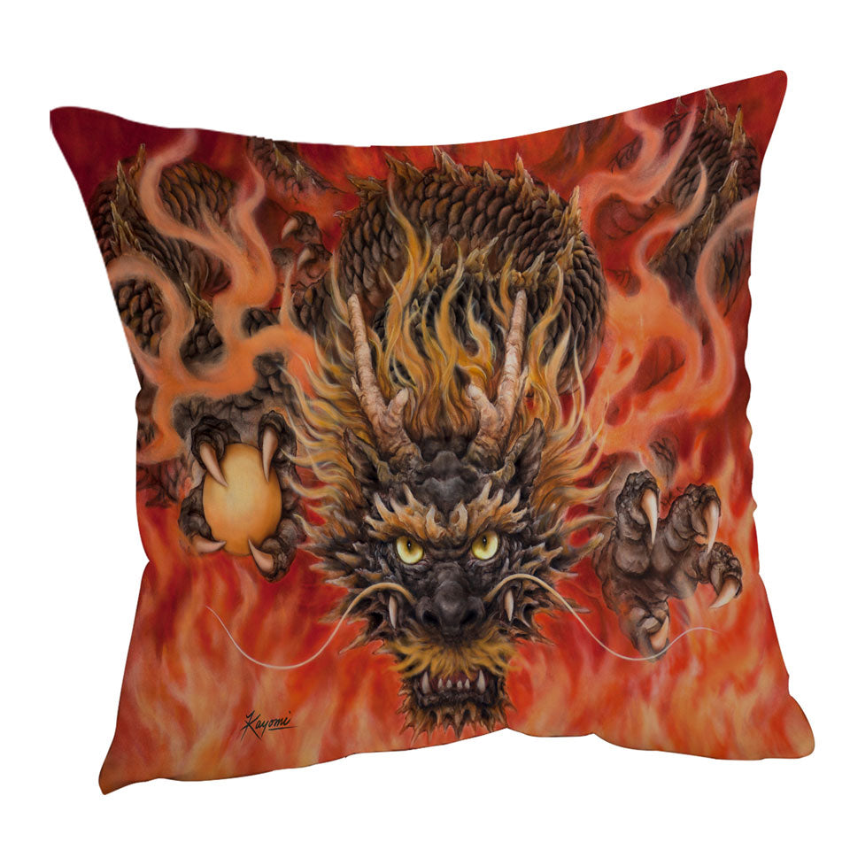 Scary Throw Pillows Cool Fantasy Art Fire Dragon
