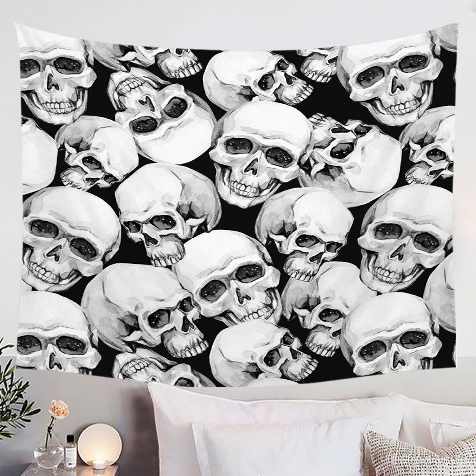 Scary Wall Decor Tapestry Human Skulls