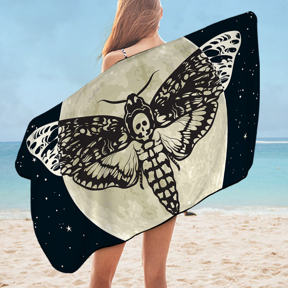 Scary and Cool Beach Towel Moon Moth