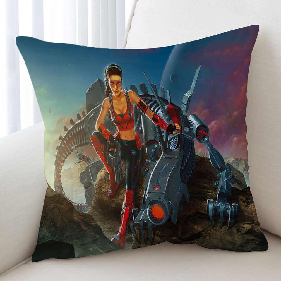 Science Fiction Art Rendezvous Humans and Robots Cushion Covers