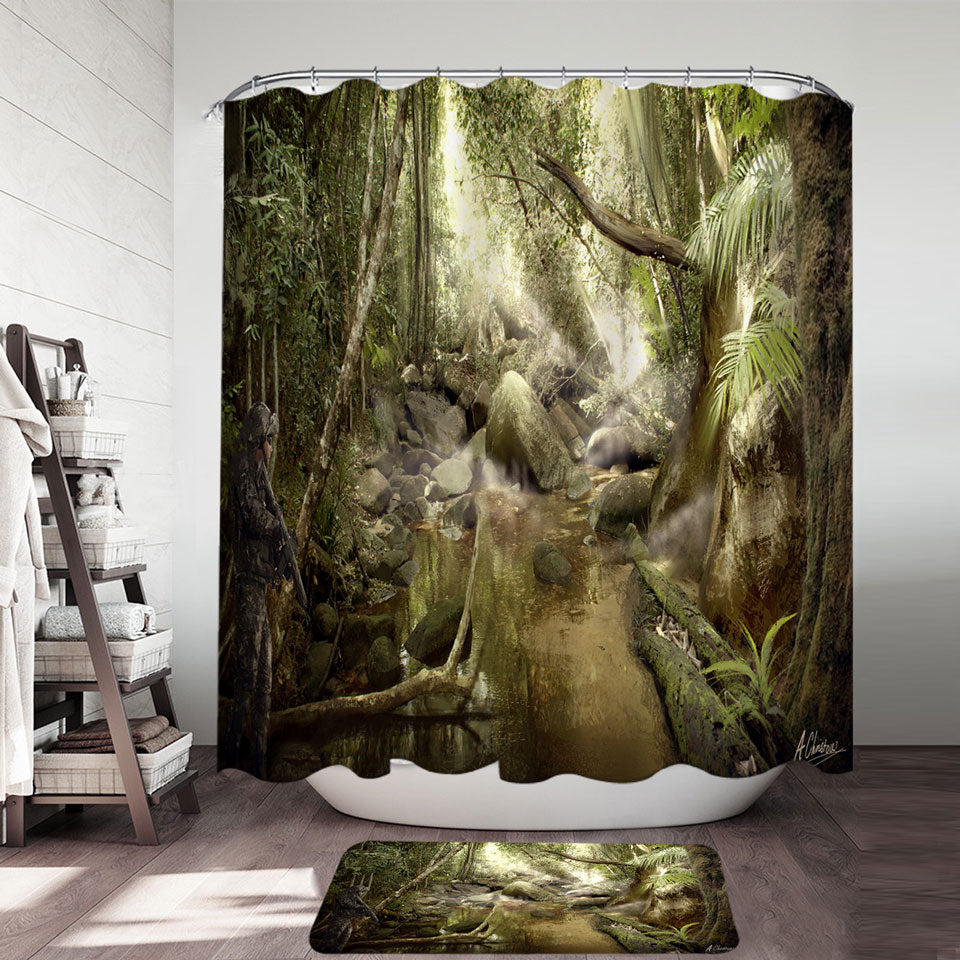 Science Fiction Jungle Shower Curtains