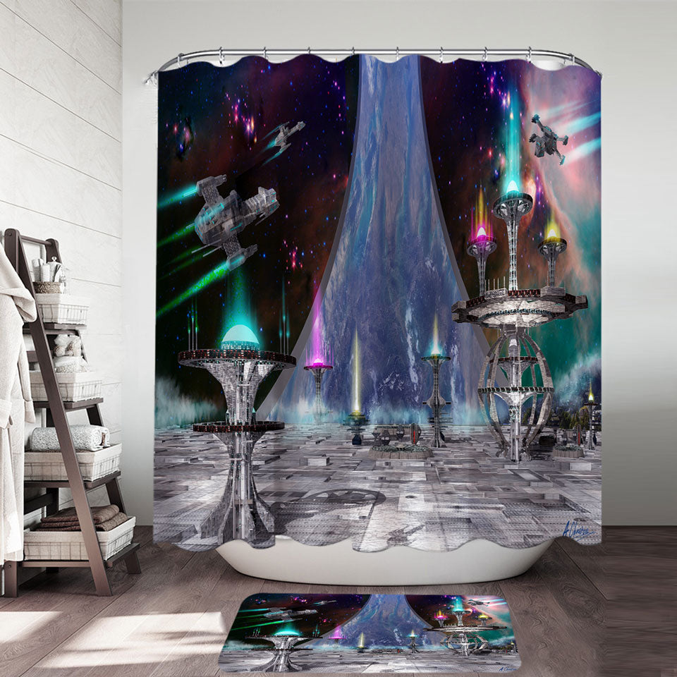 Science Fiction Shower Curtains Art Ring World