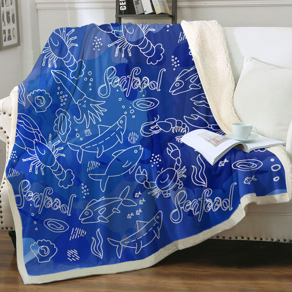 Seafood Pattern Throw Blanket