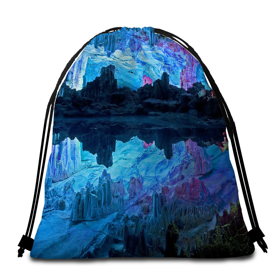 Secret Cave Thin Beach Towels and Bags Set