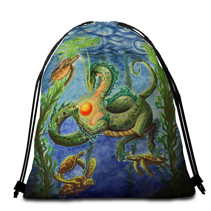 Secrets of the Sea Underwater Turtles and Dragon Beach Bags and Towels Cool
