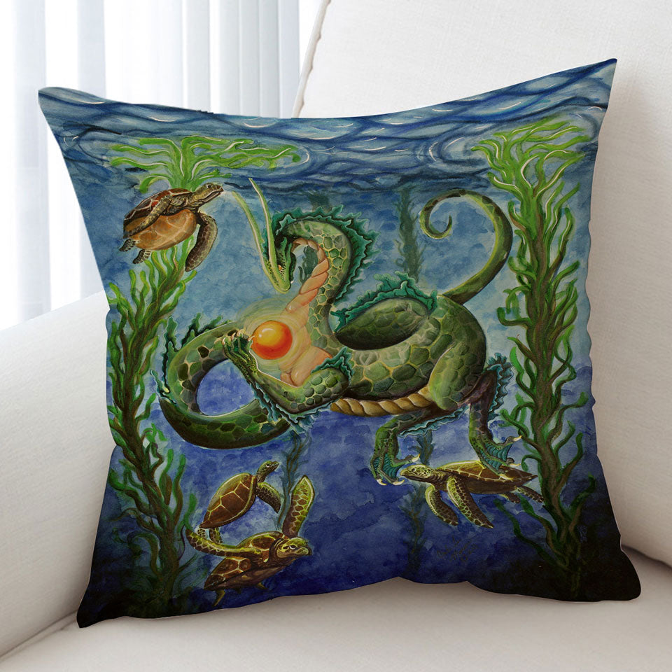 Secrets of the Sea Underwater Turtles and Dragon Cushion Cover Cool