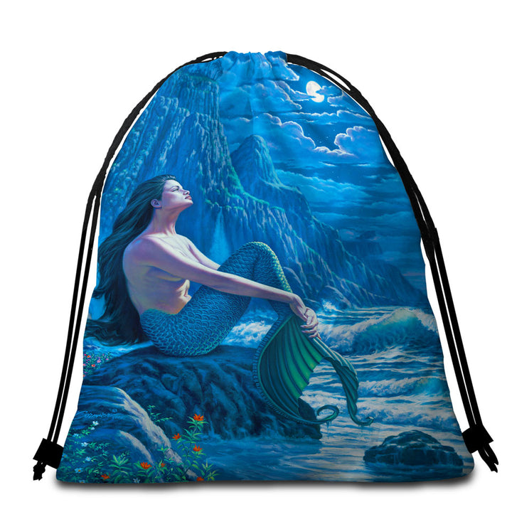 Serenity Coastal Cliffs Mermaid Beach Towel Bags for Women