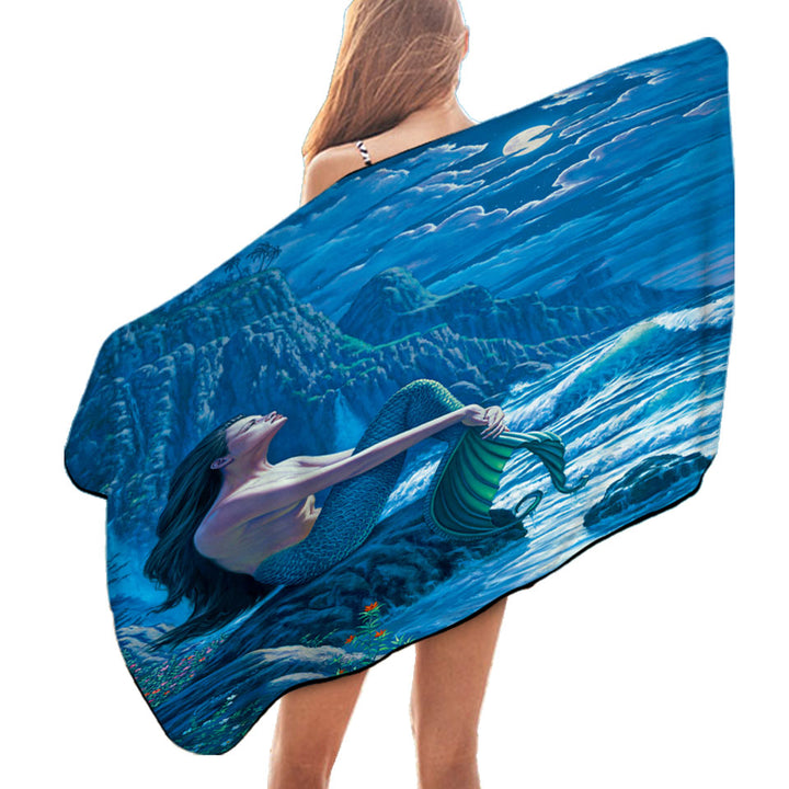 Serenity Coastal Cliffs Mermaid Beach Towels