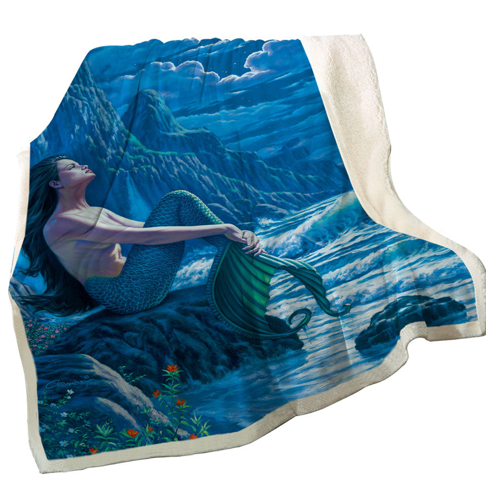 Serenity Coastal Cliffs Mermaid Blankets