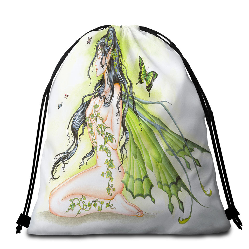 Sexy Beach Towel Bags Fantasy Art the Green Ivy Fairy