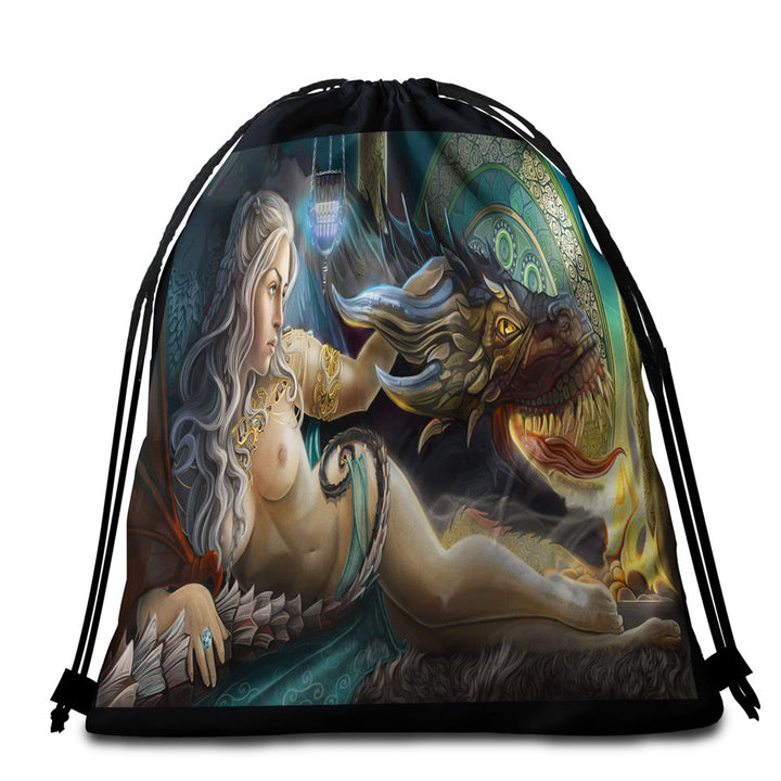 Heart of Ice Winter Forest Fairy Packable Beach Towel