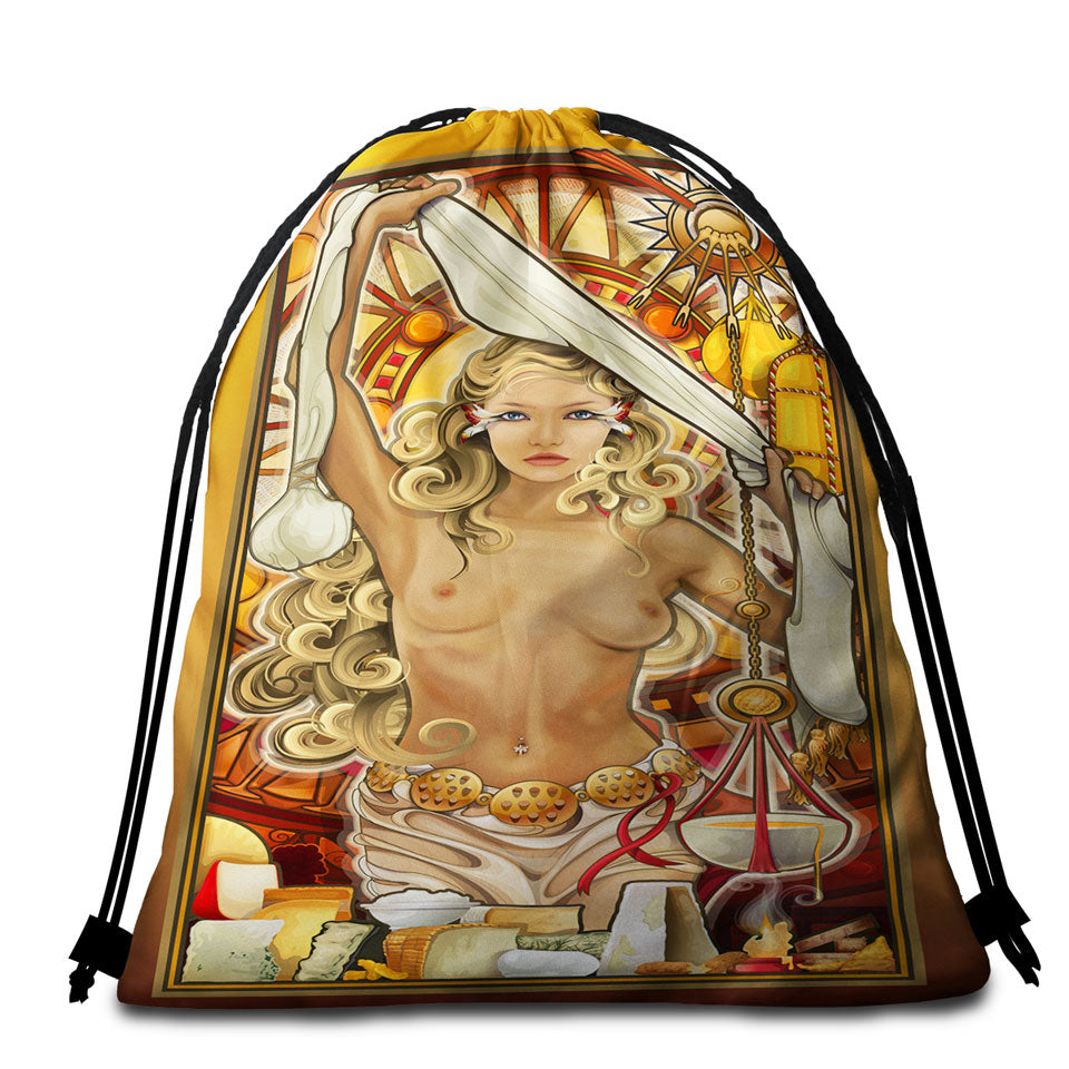 Sexy Beach Towel Bags Woman Goddess of Cheese