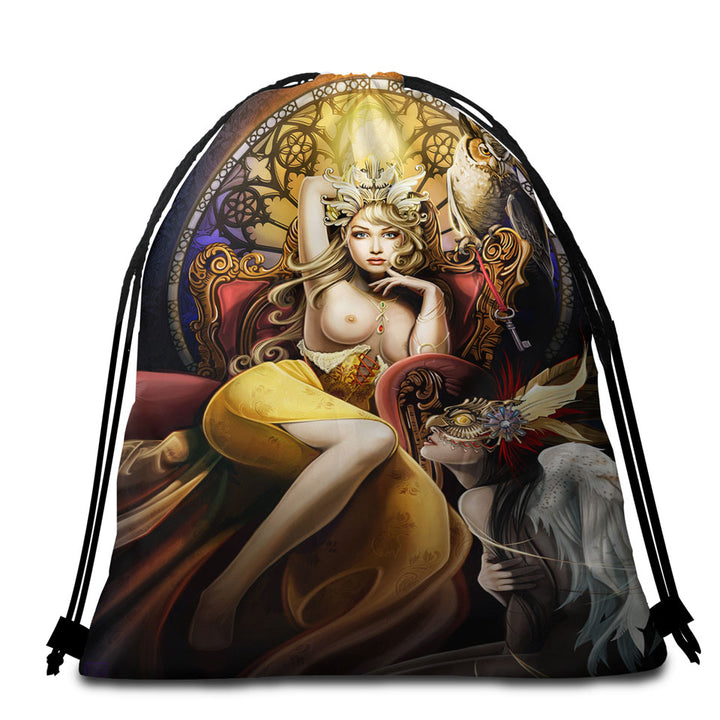 Cool Fantasy Beach Bags and Towels Art Introspection of the Autumn Fairy