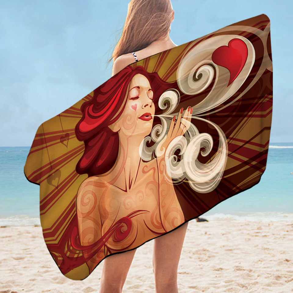 Sexy Cool Art Queen of Hearts Microfiber Beach Towel