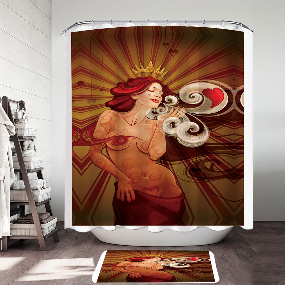Sexy Cool Art Queen of Hearts Shower Curtain