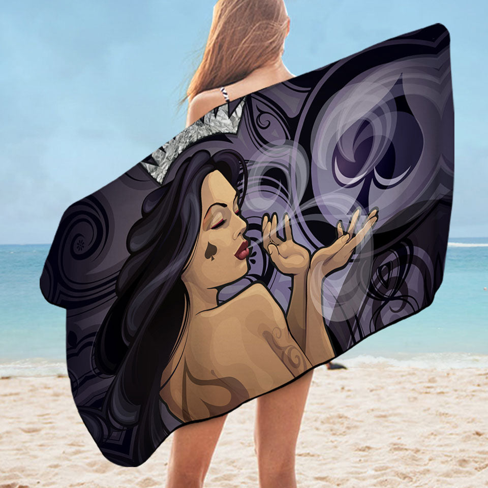 Sexy Cool Art Queen of Spades Beach Towel