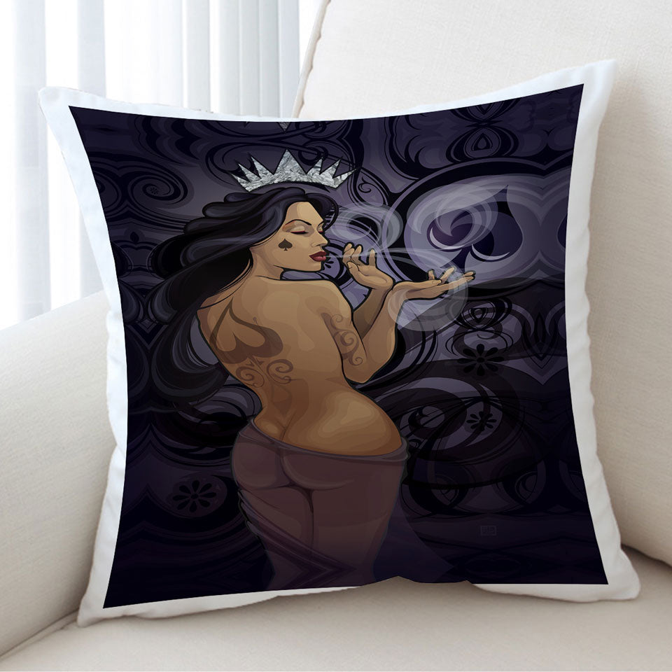 Sexy Cool Art Queen of Spades Cushion_1