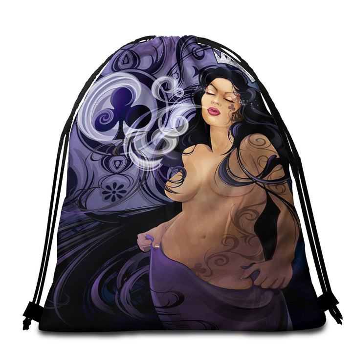 Fantasy Art Fairy of Ravens Beach Bags for Towels